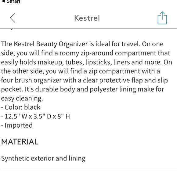 Kestrel NWT Weekend Bag & Makeup Organizer - Picture 7 of 7